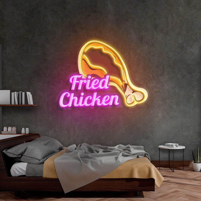 Fried Chicken Led Neon Acrylic Artwork - Custom Neon Signs | LED Neon Signs | Zanvis Neon®