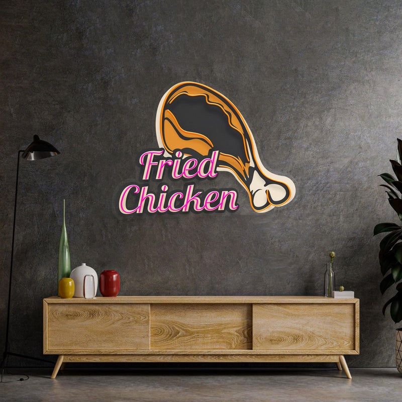 Fried Chicken Led Neon Acrylic Artwork - Custom Neon Signs | LED Neon Signs | Zanvis Neon®