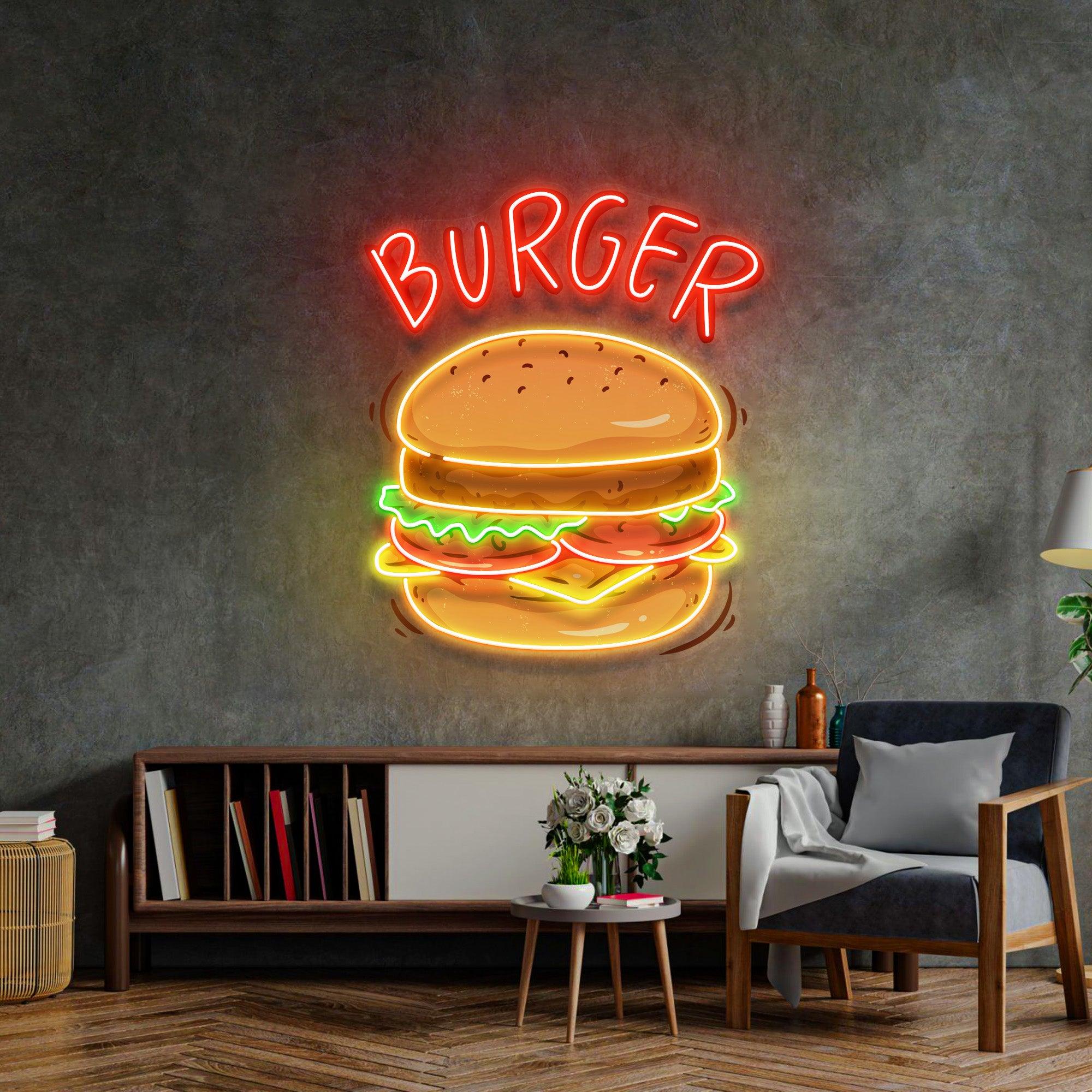 ZoeZo Design - Lampe Néon LED Hamburger - Burger - Jaune - Rouge - Vert -  Décoration 