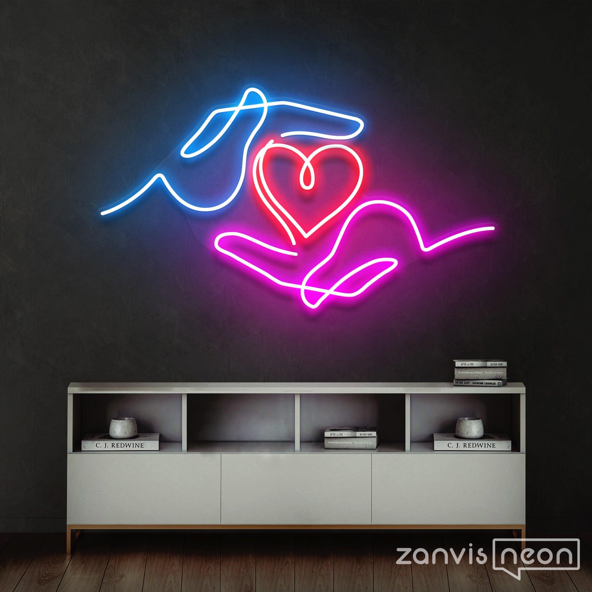 Heart and Hands Neon Sign
