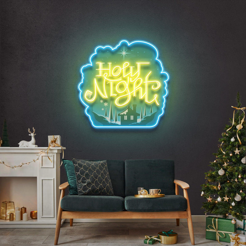 Holy Night Xmas LED Neon Acrylic Artwork - Custom Neon Signs | LED Neon Signs | Zanvis Neon®