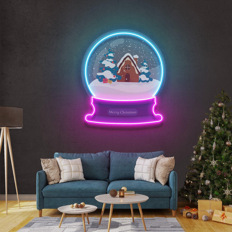 House Scene Globe Christmas LED Neon Acrylic Artwork - Custom Neon Signs | LED Neon Signs | Zanvis Neon®