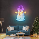 Hugging Snowman Christmas LED Neon Acrylic Artwork - Custom Neon Signs | LED Neon Signs | Zanvis Neon®
