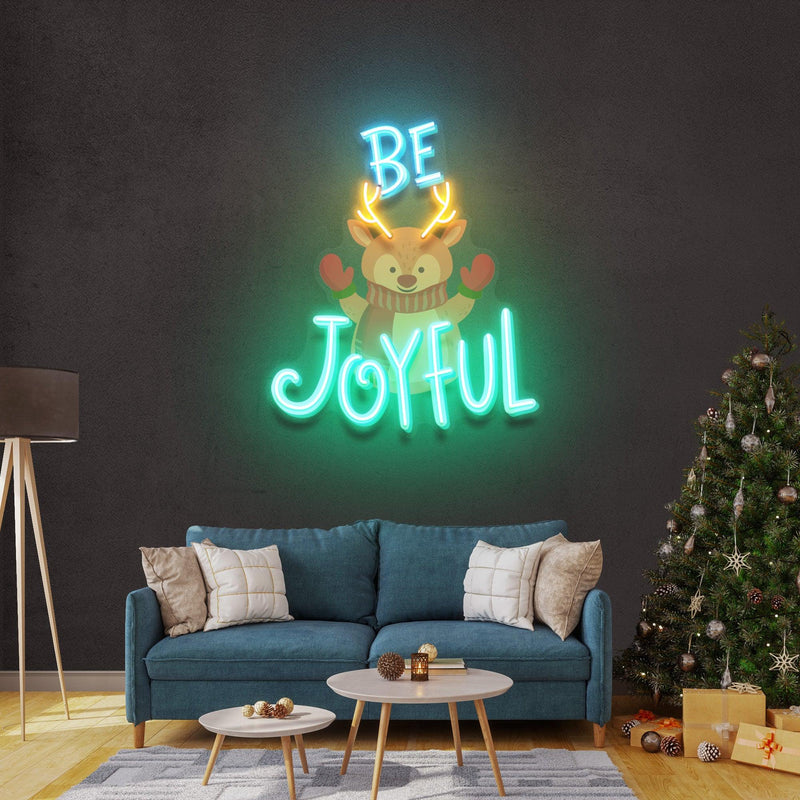 Joyful Deer Christmas Neon Sign - Custom Neon Signs | LED Neon Signs | Zanvis Neon®