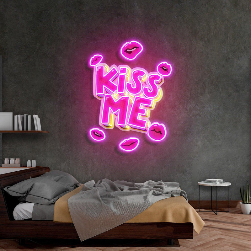 Kiss Me Led Neon Acrylic Artwork - Custom Neon Signs | LED Neon Signs | Zanvis Neon®