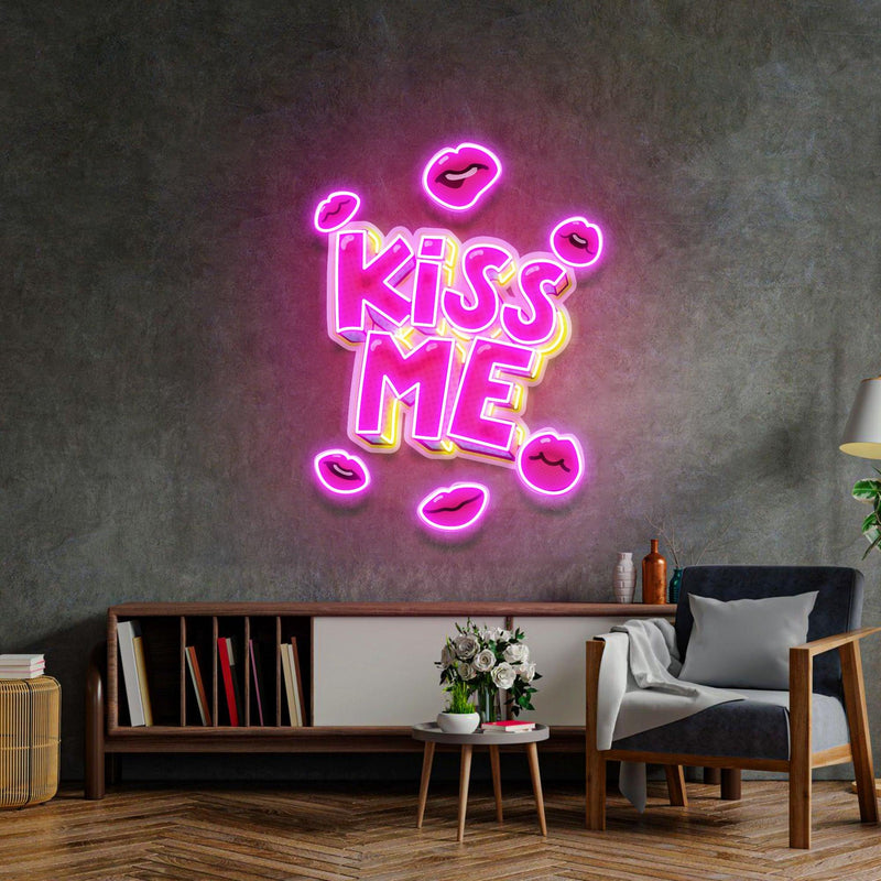 Kiss Me Led Neon Acrylic Artwork - Custom Neon Signs | LED Neon Signs | Zanvis Neon®