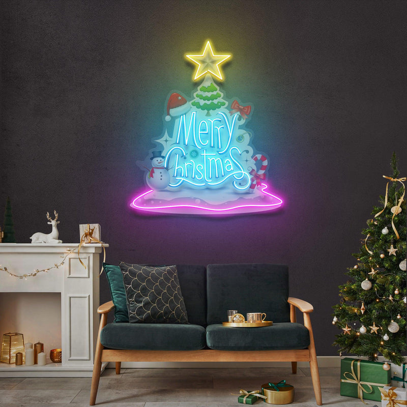 Merry Christmas LED Neon Acrylic Artwork - Custom Neon Signs | LED Neon Signs | Zanvis Neon®