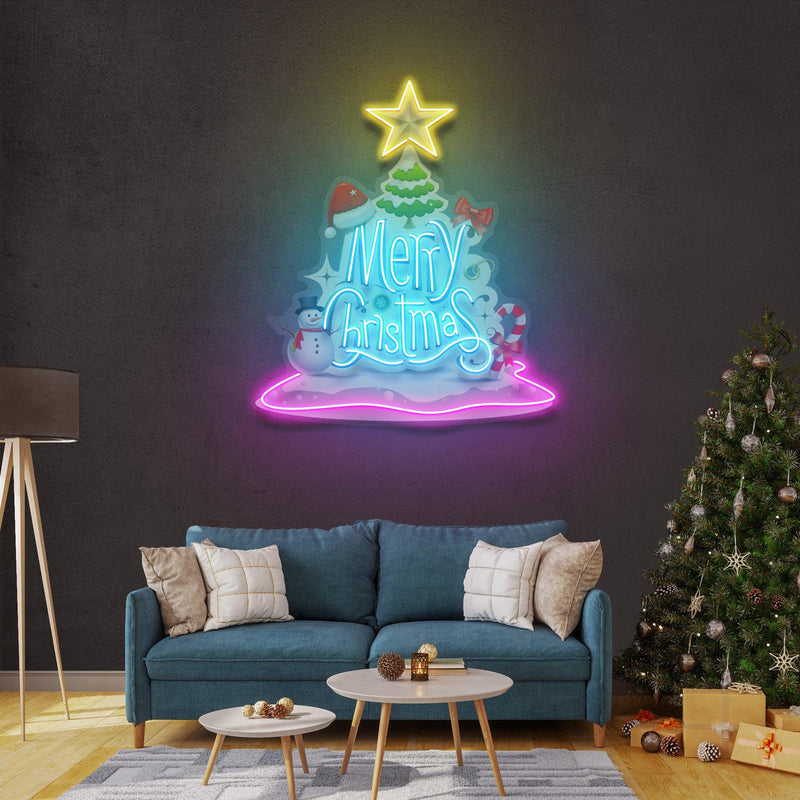 Merry Christmas LED Neon Acrylic Artwork - Custom Neon Signs | LED Neon Signs | Zanvis Neon®
