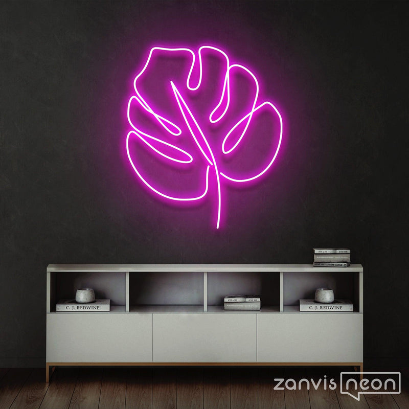 neon monstera Monstera Leaf Neon Sign 75cm
