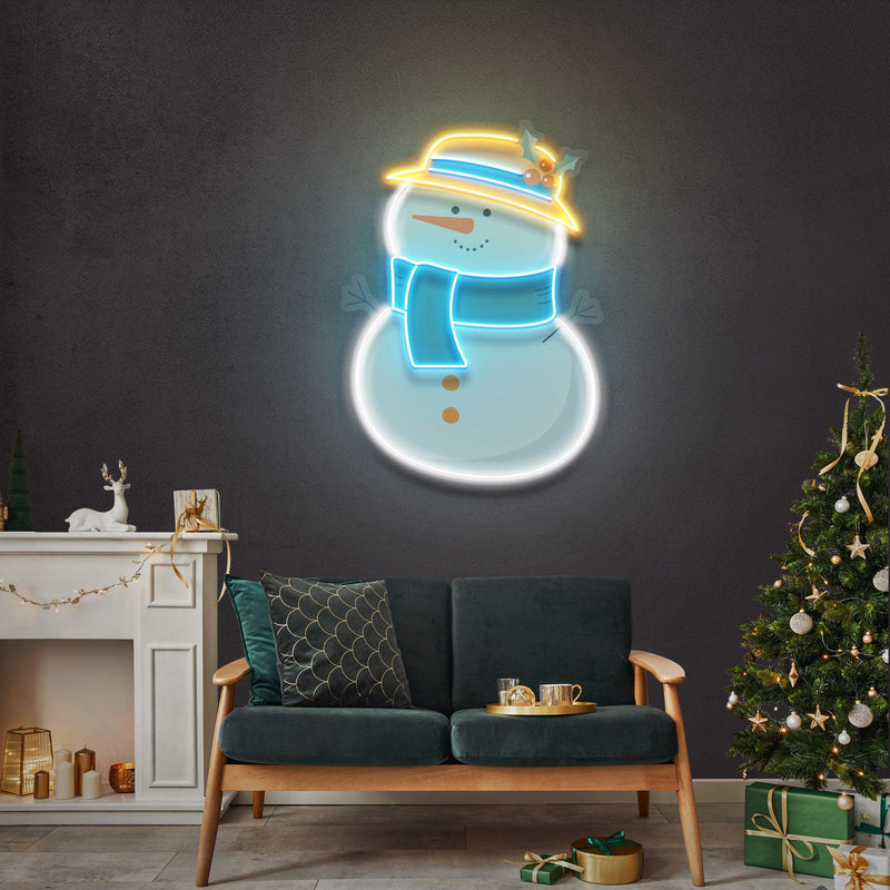 Plump Snowman Christmas LED Neon Acrylic Artwork - Custom Neon Signs | LED Neon Signs | Zanvis Neon®