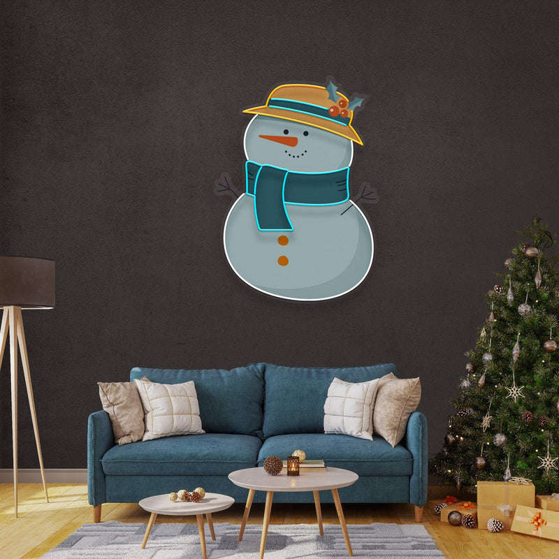 Plump Snowman Christmas LED Neon Acrylic Artwork - Custom Neon Signs | LED Neon Signs | Zanvis Neon®