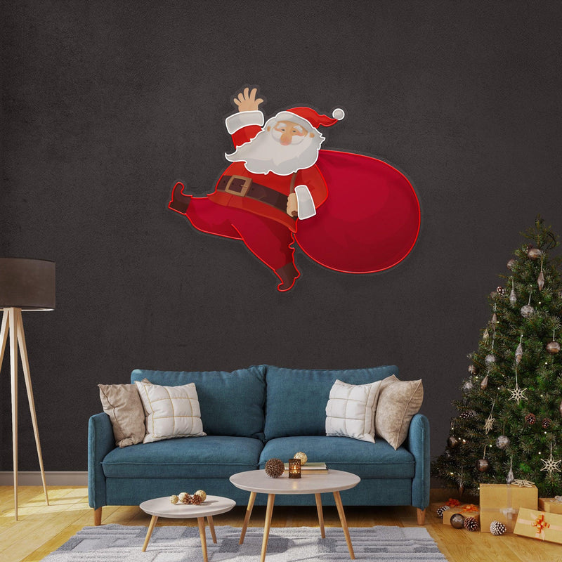 Santa Is Coming Christmas LED Neon Acrylic Artwork - Custom Neon Signs | LED Neon Signs | Zanvis Neon®