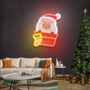 Santa With Sock Christmas LED Neon Acrylic Artwork - Custom Neon Signs | LED Neon Signs | Zanvis Neon®
