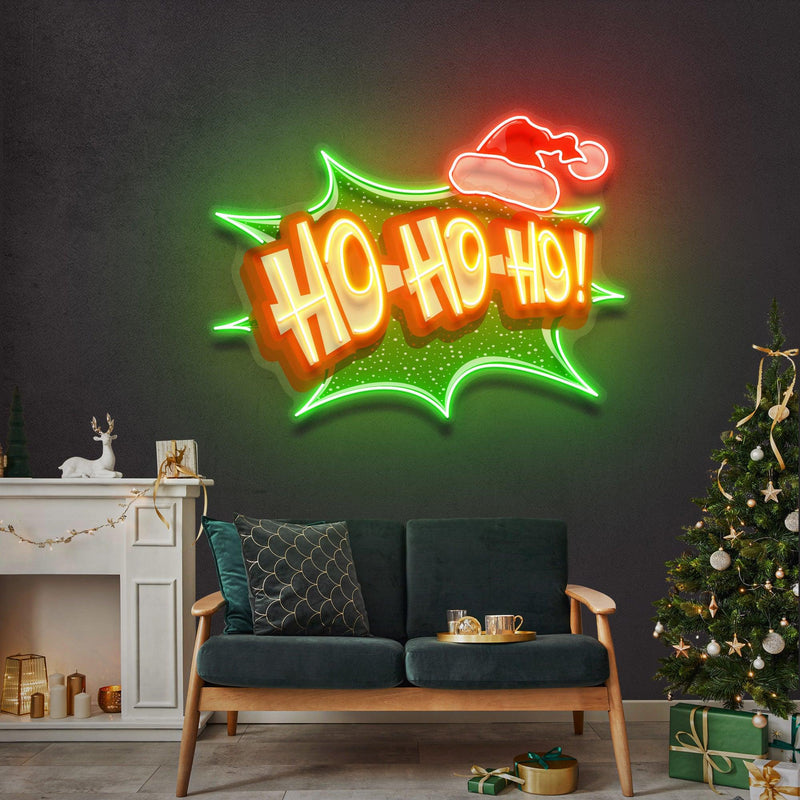 Santa Laughing Christmas LED Neon Acrylic Artwork - Custom Neon Signs | LED Neon Signs | Zanvis Neon®