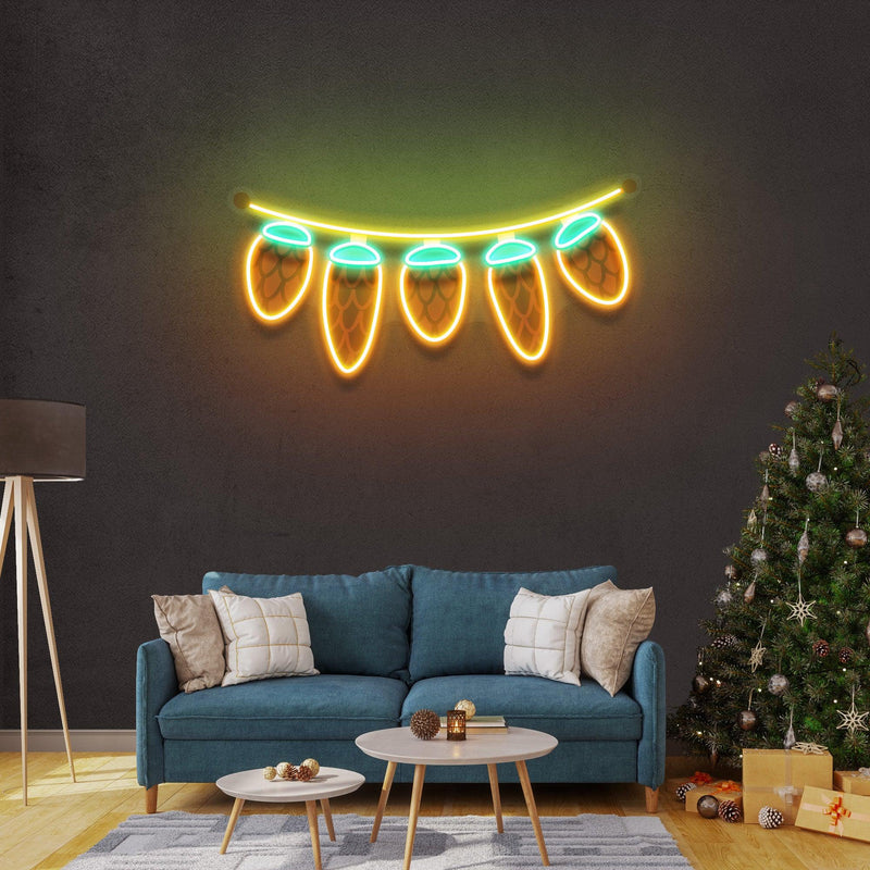 Seed Cones String Christmas Neon Sign - Custom Neon Signs | LED Neon Signs | Zanvis Neon®