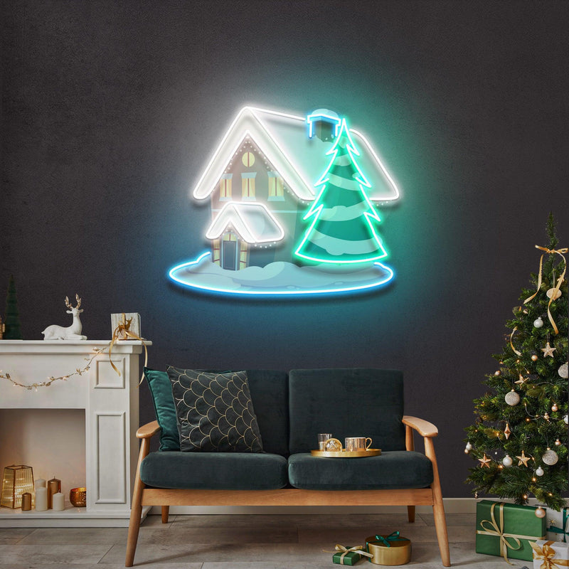 Snow House Christmas LED Neon Sign Artwork - Custom Neon Signs | LED Neon Signs | Zanvis Neon®