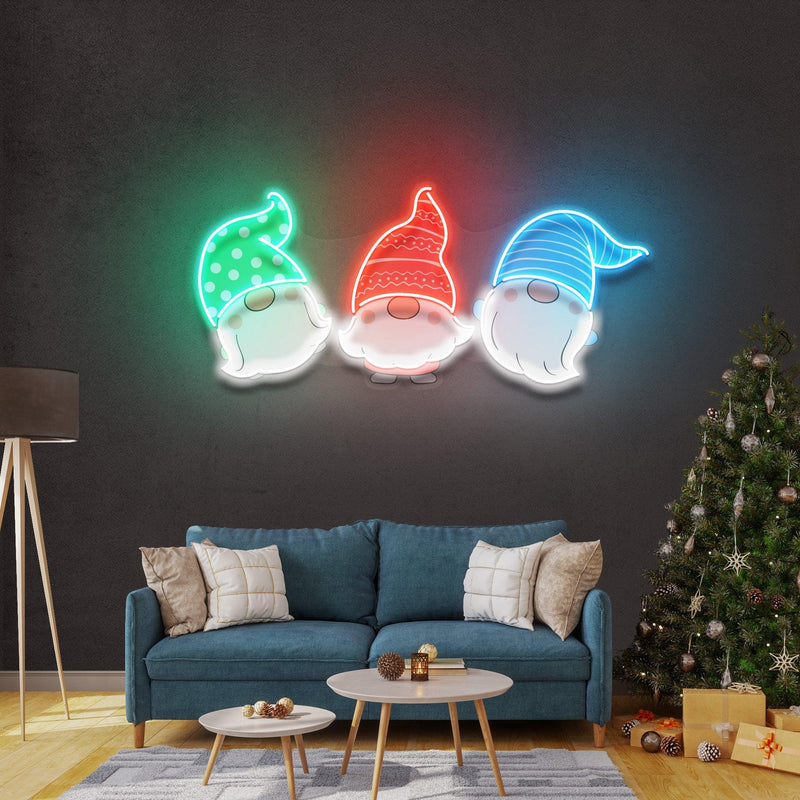 Three Scandinavian Santas Neon Sign - Custom Neon Signs | LED Neon Signs | Zanvis Neon®