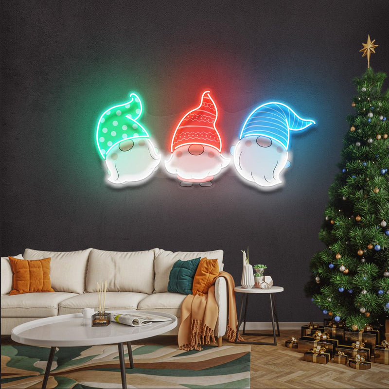 Three Scandinavian Santas Neon Sign