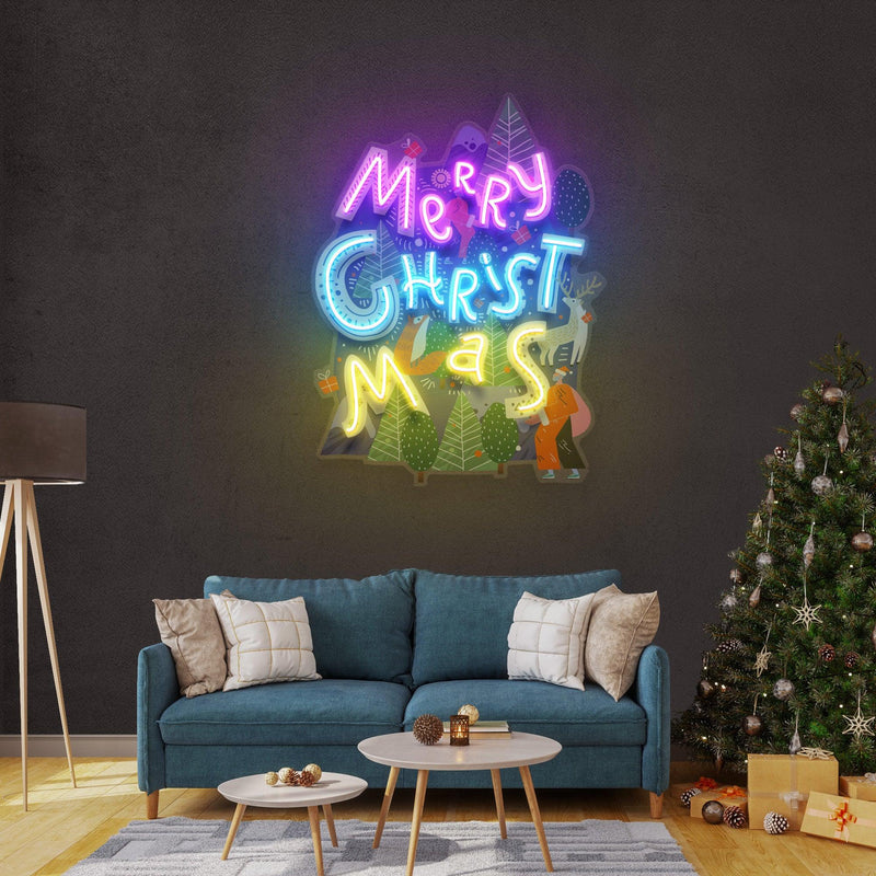 Wavy Merry Christmas LED Neon Acrylic Artwork - Custom Neon Signs | LED Neon Signs | Zanvis Neon®