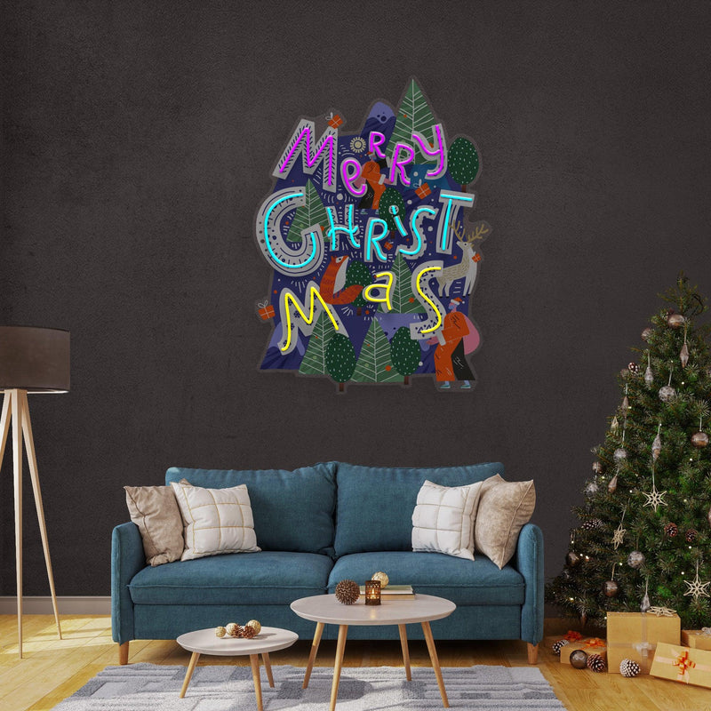 Wavy Merry Christmas LED Neon Acrylic Artwork - Custom Neon Signs | LED Neon Signs | Zanvis Neon®