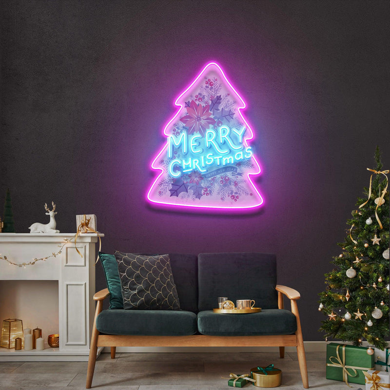 Xmas On Tree LED Neon Acrylic Artwork - Custom Neon Signs | LED Neon Signs | Zanvis Neon®
